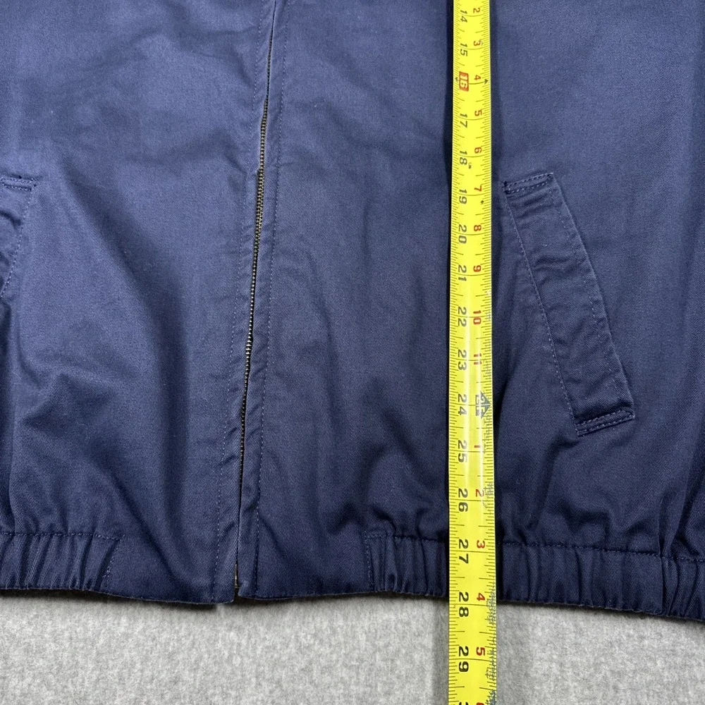 Vintage Chaps Ralph Lauren XL Harrington Jacket Navy Blue Crest Logo Plaid Lined